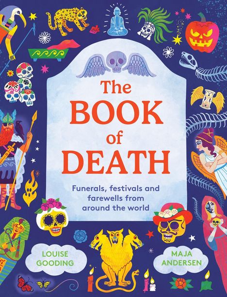 "Cover Coming Soon", "The Book of Death", "Louise Gooding", "Maja Andersen". Grüner Hintergrund mit weißem Text.