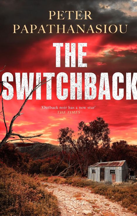 "FINAL COVER TO BE REVEALED", "The Switchback", "PETER PAPATHANASIOU". Ein Logo zeigt ein kleines Segelboot.