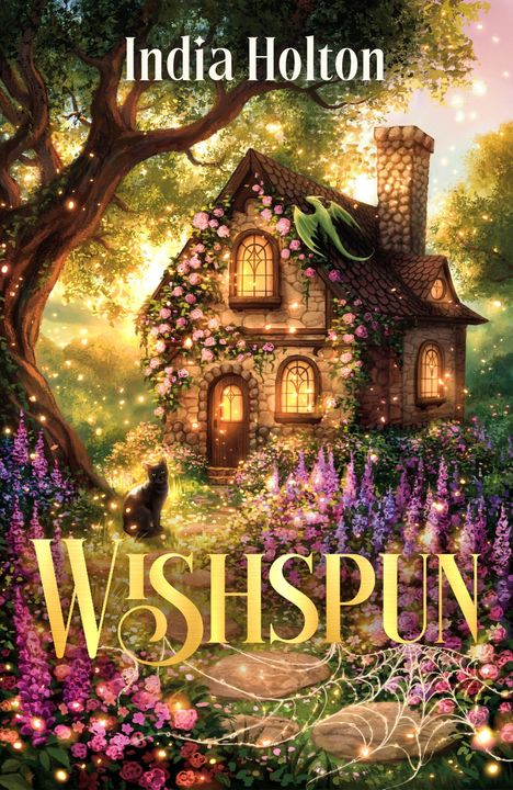 "Wishspun" und "India Holton" in orange. Oben "Final cover to be revealed". In der Mitte ein schwarzes Pferdelogo mit "Arcadia".