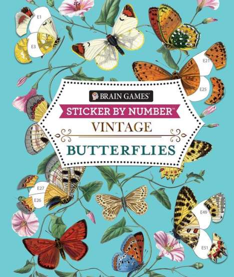 Publications International Ltd: Brain Games - Sticker by Number - Vintage: Butterflies, Buch