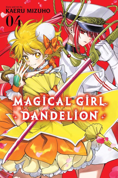 "Magical Girl Dandelion" steht in großer Schrift. Zwei Mädchen in fantasievoller Kleidung, eines mit Schwert, das andere in Gelb.