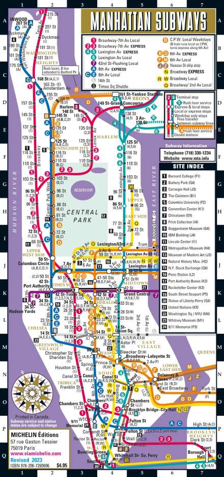 Michelin: Streetwise Manhattan Bus Subway Map - Laminated Subway &amp; Bus Map of Manhattan, New York, Karten