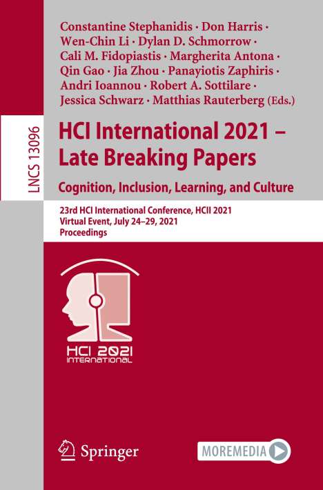 HCI International 2021 - Late Breaking Papers: Cognition, Inclusion, Learning, and Culture, Buch