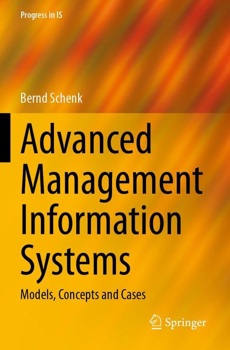 Titel: "Advanced Management Information Systems". Gelber Hintergrund mit diagonalen orange-roten Streifen.