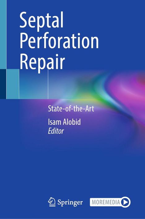 Titel: Septal Perforation Repair. Untertitel: State-of-the-Art. Editor: Isam Alobid. Blaues Design mit Farbverlauf. Springer-Logo.