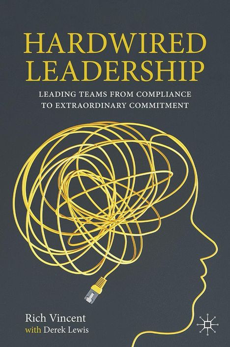 "Hardwired Leadership: Leading Teams from Compliance to Extraordinary Commitment." Gelbe Kabel formen ein Profil.