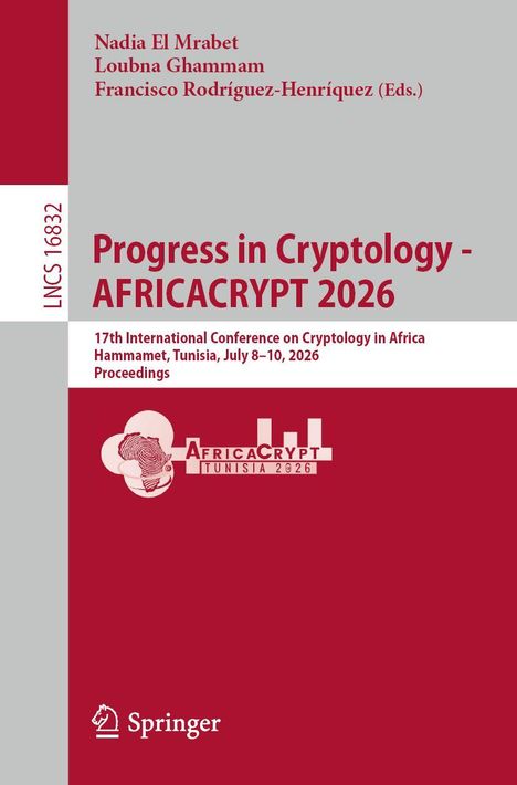 „Progress in Cryptology - AFRICRYPT 2026“ steht groß in der Mitte. Unten das Springer-Logo; oben Namen von Herausgebern.