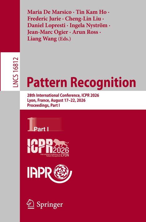 Titel: Pattern Recognition. 28th International Conference, ICPR 2026, Lyon, Frankreich, 17.–22. August 2026. Cover mit Logos.