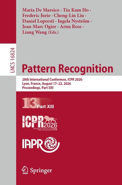 Titel: Pattern Recognition. Konferenz: ICPR 2026, Lyon, 17-22. August 2026. Logos: ICPR, IAPR. Verlag: Springer.