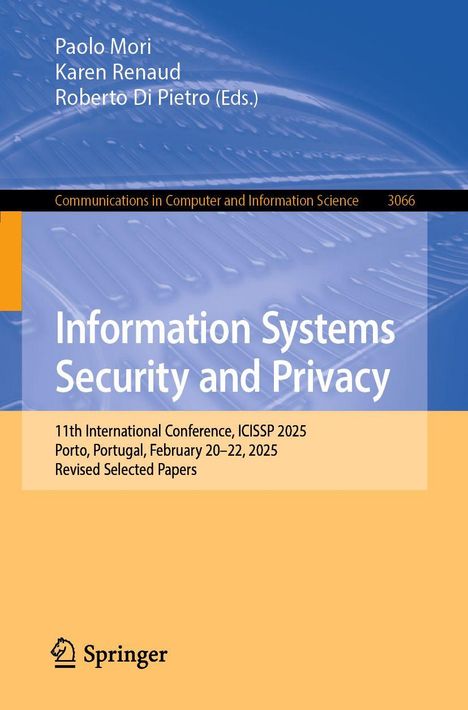 "Information Systems Security and Privacy", Konferenzdetails unten. Oben Namen der Editoren. Logo unten links.