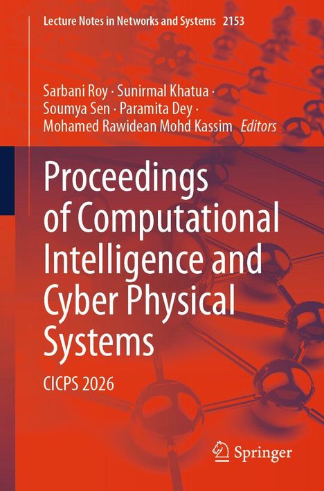 Titel: Proceedings of Computational Intelligence and Cyber Physical Systems. Hintergrund: Molekülstruktur, Rottöne. Springer-Logo.