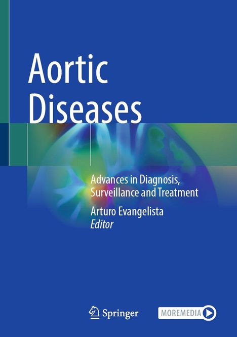 "Aortic Diseases. Advances in Diagnosis, Surveillance and Treatment. Arturo Evangelista, Editor." Logo unten.