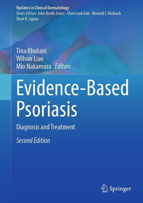 "Evidence-Based Psoriasis: Diagnosis and Treatment, Second Edition." Blaues Cover mit Autoren- und Herausgebernamen.