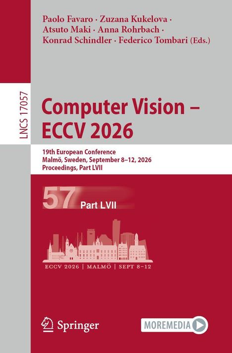 "Computer Vision – ECCV 2026", Autorenliste, Konferenzdetails, Springer-Logo, Skyline von Malmö, roter Hintergrund.