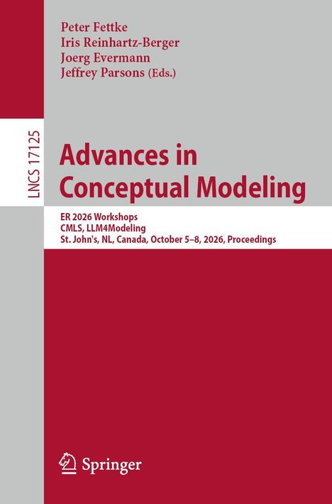 "Advances in Conceptual Modeling" in großen roten Buchstaben, darunter ER 2026 Workshops Informationen und Springer-Logo.