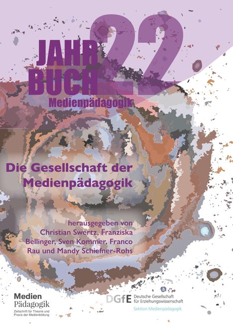 "Jahrbuch 22 Medienpädagogik", "Die Gesellschaft der Medienpädagogik", Herausgeber: mehrere Namen. Abstrakte Illustration.