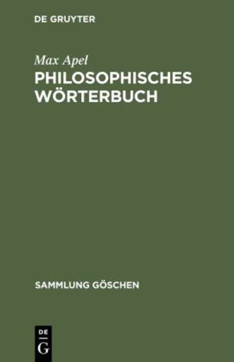Max Apel: Philosophisches Wörterbuch, Buch
