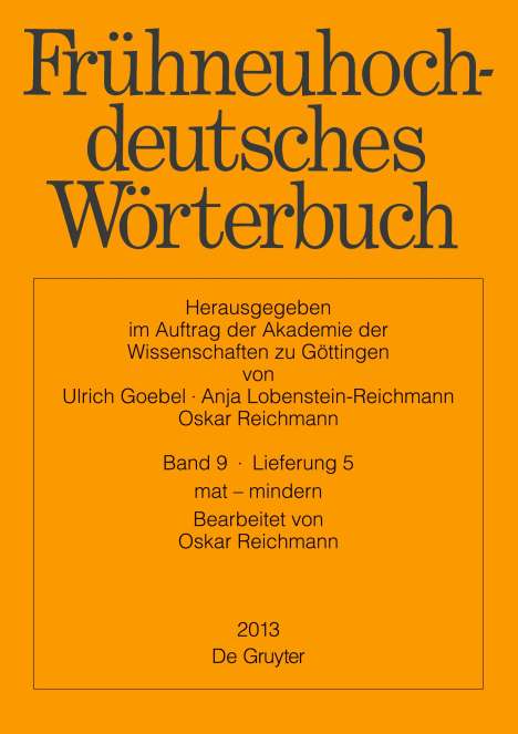 Frühneuhochdeutsches Wörterbuch, Band 9/Lieferung 5, mat ¿ mindern, Buch