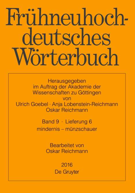 Frühneuhochdeutsches Wörterbuch, Band 9/Lieferung 6, mindernis ¿ münzschauer, Buch