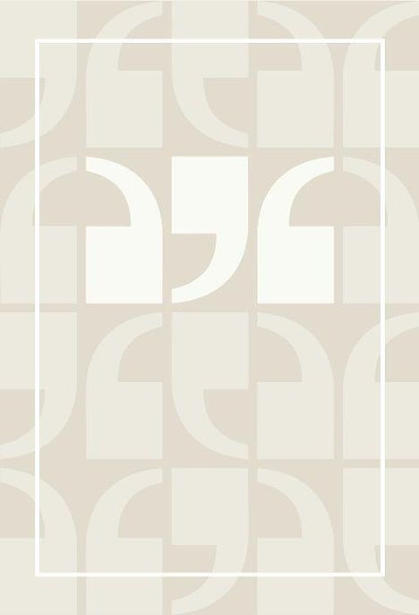 Das Bild zeigt ein minimalistisches Muster mit beigen und weißen geometrischen Formen, die stilisierte Anführungszeichen ähneln.
