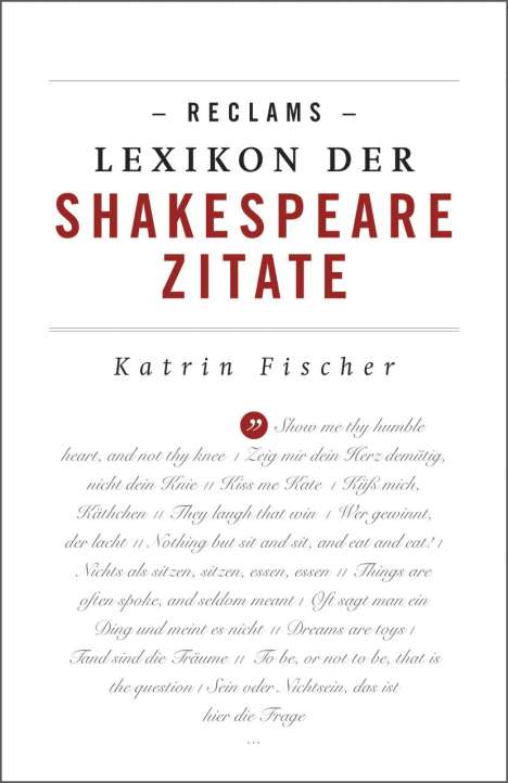 Katrin Fischer: Fischer, K: Reclams Lexikon der Shakespeare-Zitate, Buch