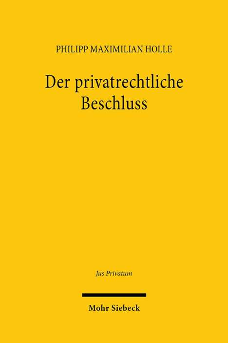 Philipp Maximilian Holle: Der privatrechtliche Beschluss, Buch