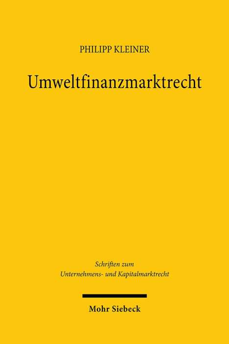 Philipp Kleiner: Umweltfinanzmarktrecht, Buch