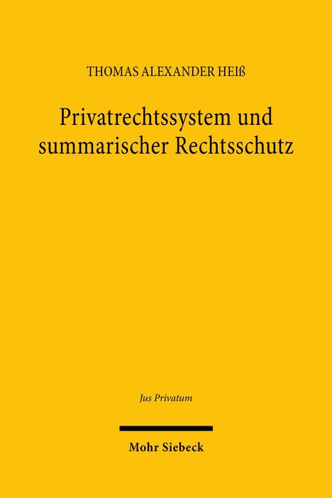 Titel: Privatrechtssystem und summarischer Rechtsschutz. Autor: Thomas Alexander Heiß. Verlag: Mohr Siebeck.