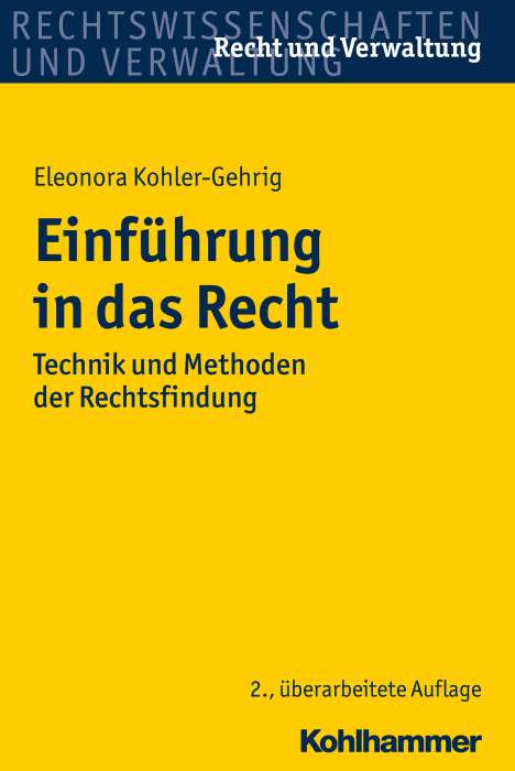 Eleonora Kohler-Gehrig: Einführung in das Recht, Buch
