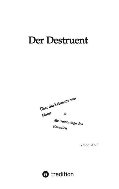 Simon Wolf: Der Destruent, Buch