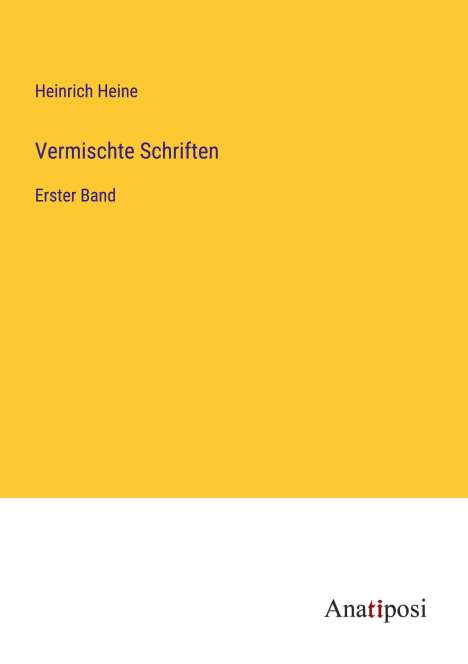 Heinrich Heine: Vermischte Schriften, Buch