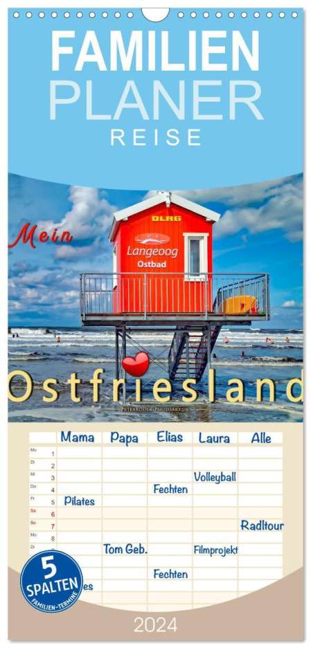 Peter Roder: Familienplaner 2024 - Mein Ostfriesland mit 5 Spalten (Wandkalender, 21 x 45 cm) CALVENDO, Kalender
