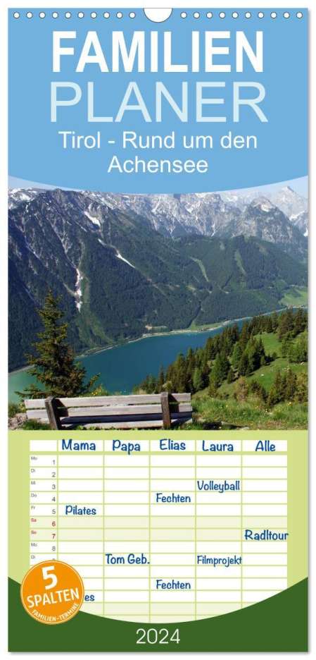 Susan Michel: Familienplaner 2024 - Tirol ¿ Rund um den Achensee mit 5 Spalten (Wandkalender, 21 x 45 cm) CALVENDO, Kalender