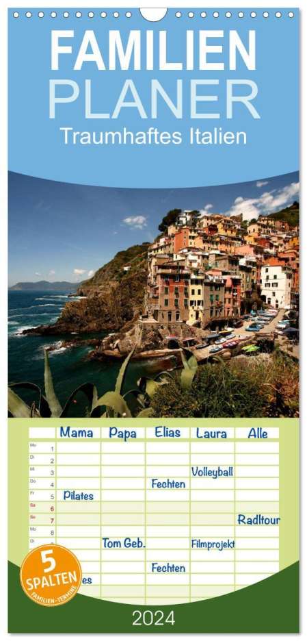 Peter Schickert: Familienplaner 2024 - Traumhaftes Italien mit 5 Spalten (Wandkalender, 21 x 45 cm) CALVENDO, Kalender