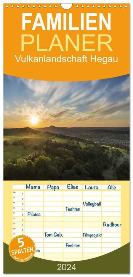 Markus Keller: Familienplaner 2024 - Vulkanlandschaft Hegau mit 5 Spalten (Wandkalender, 21 x 45 cm) CALVENDO, Kalender