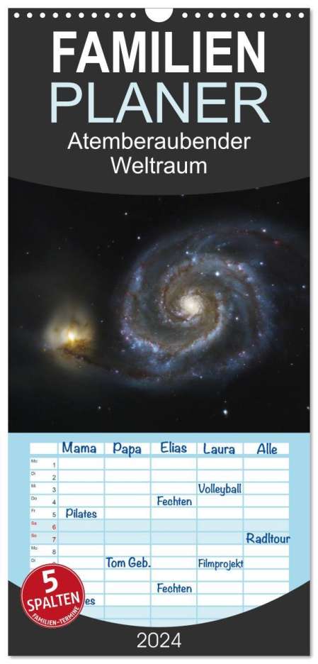 Roland Störmer: Familienplaner 2024 - Atemberaubender Weltraum mit 5 Spalten (Wandkalender, 21 x 45 cm) CALVENDO, Kalender