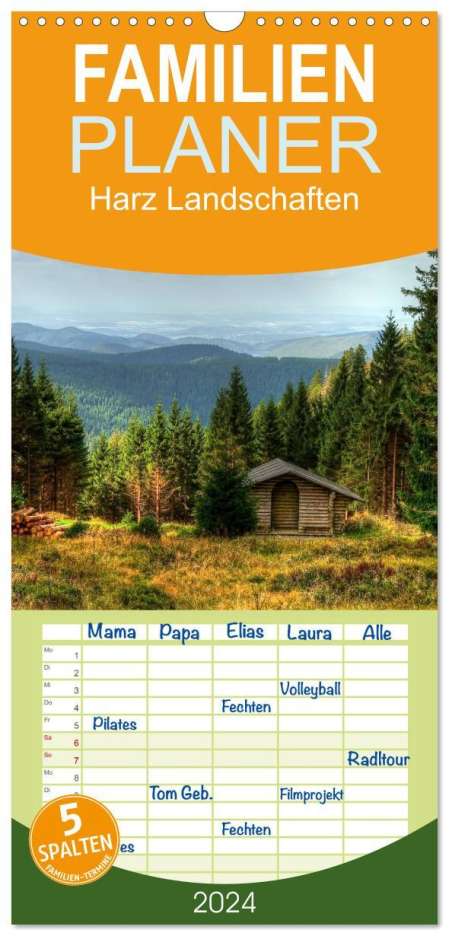 Steffen Gierok: Familienplaner 2024 - Harz Landschaften mit 5 Spalten (Wandkalender, 21 x 45 cm) CALVENDO, Kalender