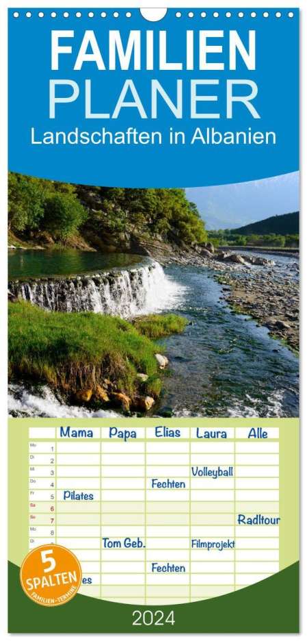 Frauke Scholz: Familienplaner 2024 - Landschaften in Albanien mit 5 Spalten (Wandkalender, 21 x 45 cm) CALVENDO, Kalender