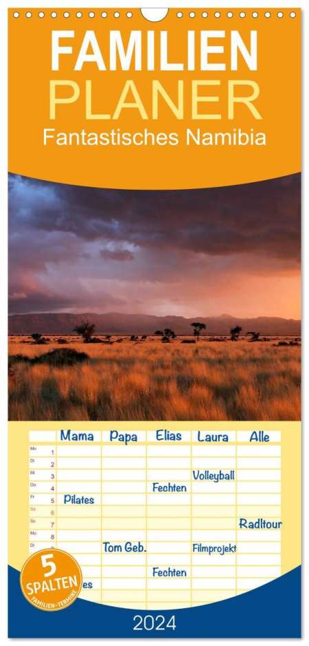 Michael Voß: Familienplaner 2024 - Fantastisches Namibia mit 5 Spalten (Wandkalender, 21 x 45 cm) CALVENDO, Kalender
