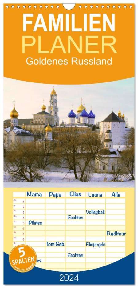 Sergej Henze: Familienplaner 2024 - Goldenes Russland mit 5 Spalten (Wandkalender, 21 x 45 cm) CALVENDO, Kalender
