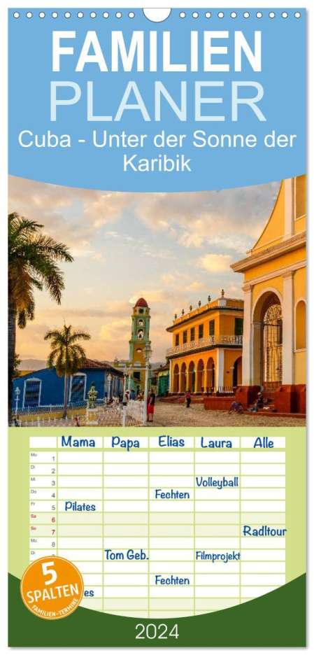 Jens Benninghofen: Familienplaner 2024 - Cuba - Unter der Sonne der Karibik mit 5 Spalten (Wandkalender, 21 x 45 cm) CALVENDO, Kalender