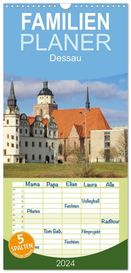 LianeM LianeM: Familienplaner 2024 - Dessau mit 5 Spalten (Wandkalender, 21 x 45 cm) CALVENDO, Kalender