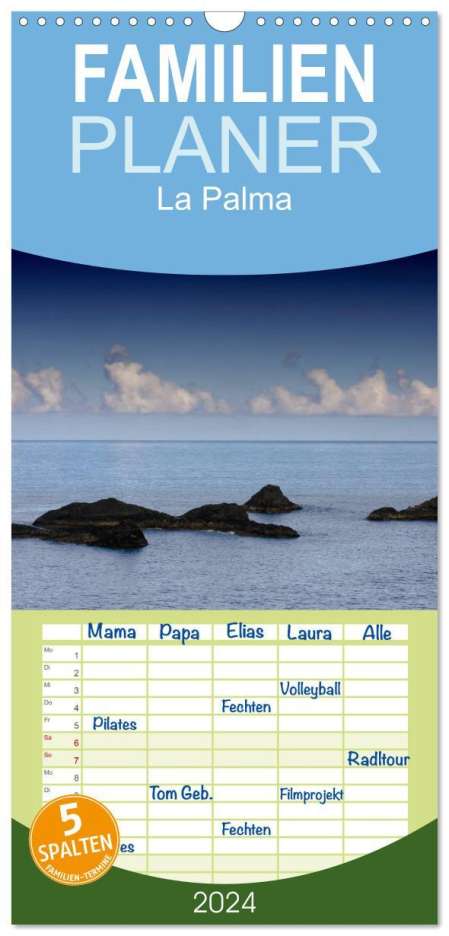Carina Meyer-Broicher: Familienplaner 2024 - La Palma mit 5 Spalten (Wandkalender, 21 x 45 cm) CALVENDO, Kalender