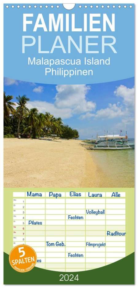 Sonja Kirschnick: Familienplaner 2024 - Malapascua Island Philippinen mit 5 Spalten (Wandkalender, 21 x 45 cm) CALVENDO, Kalender