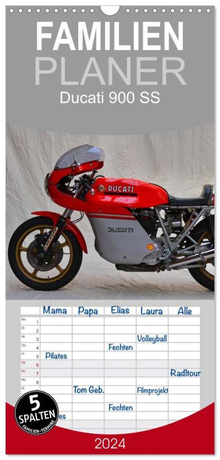 Ingo Laue: Familienplaner 2024 - Ducati 900 SS mit 5 Spalten (Wandkalender, 21 x 45 cm) CALVENDO, Kalender