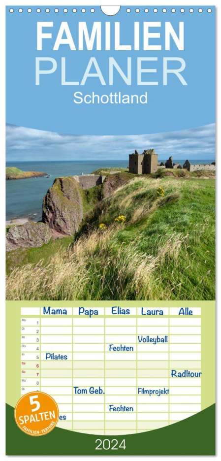 Frauke Scholz: Familienplaner 2024 - Schottland mit 5 Spalten (Wandkalender, 21 x 45 cm) CALVENDO, Kalender