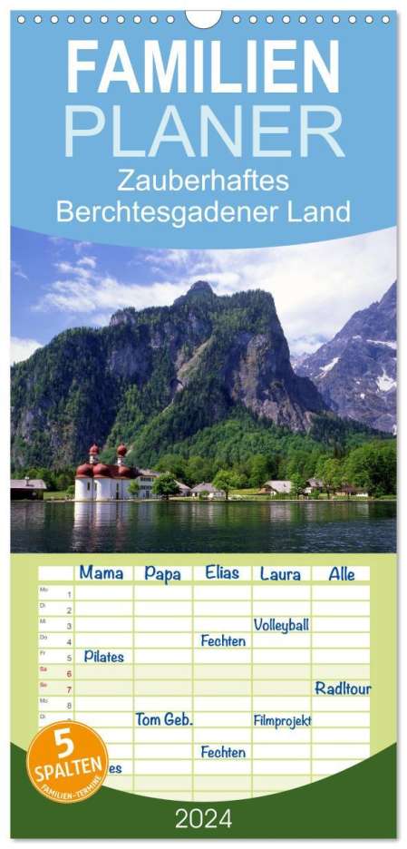 Lothar Reupert: Familienplaner 2024 - Zauberhaftes Berchtesgadener Land mit 5 Spalten (Wandkalender, 21 x 45 cm) CALVENDO, Kalender