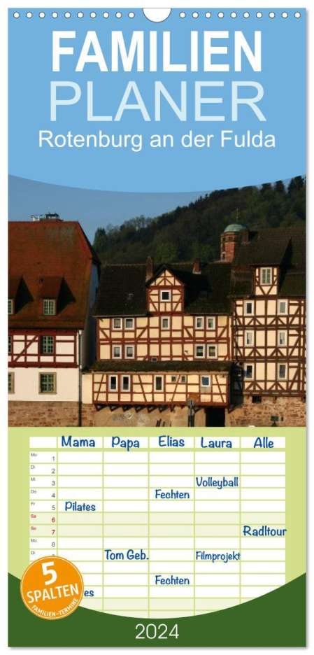Martina Berg: Familienplaner 2024 - Rotenburg an der Fulda mit 5 Spalten (Wandkalender, 21 x 45 cm) CALVENDO, Kalender