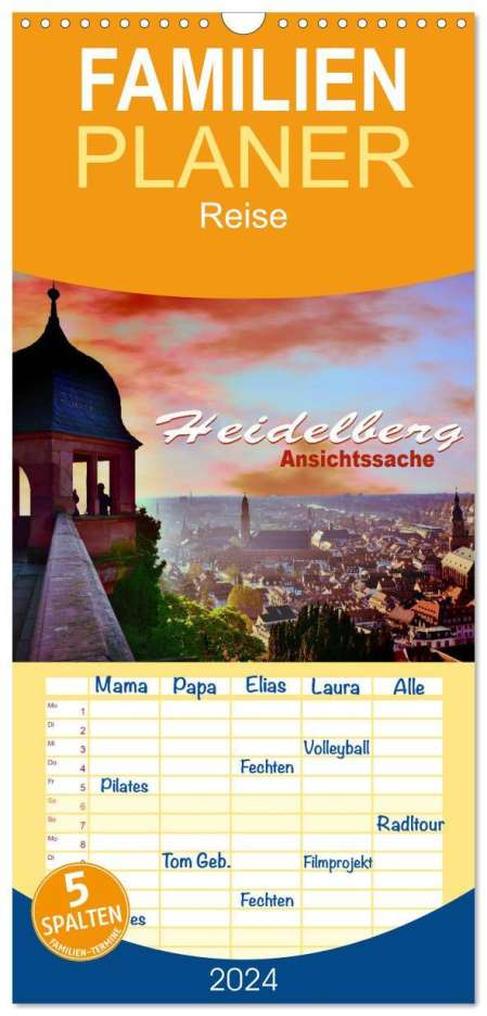 Thomas Bartruff: Familienplaner 2024 - Heidelberg - Ansichtssache mit 5 Spalten (Wandkalender, 21 x 45 cm) CALVENDO, Kalender