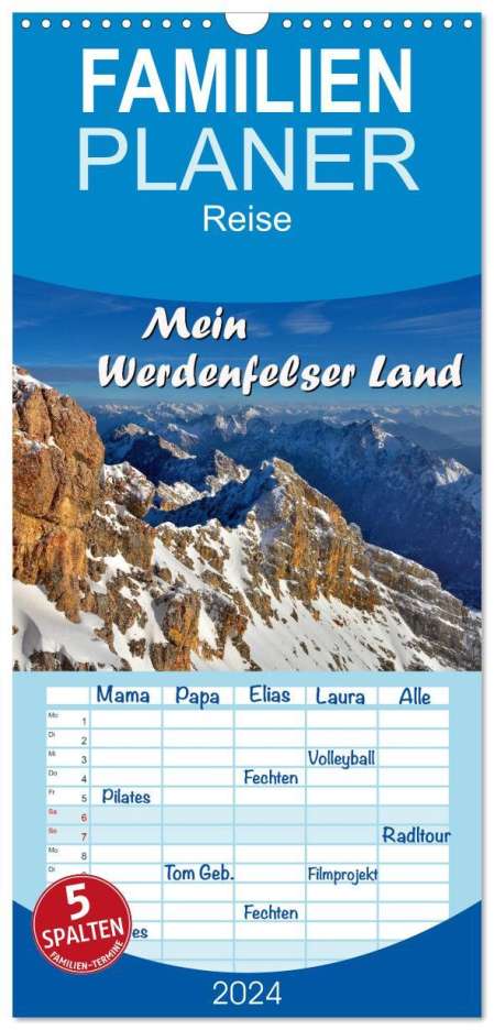 Dieter-M. Wilczek: Familienplaner 2024 - Mein Werdenfelser Land mit 5 Spalten (Wandkalender, 21 x 45 cm) CALVENDO, Kalender